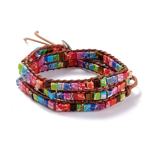 PandaHall Synthetic Regalite/Imperial Jasper/Sea Sediment Cube Beaded Three Loops Wrap Bracelet, Gemstone Braided Rainbow Pride Bracelet for...
PandaHall Synthetic Regalite/Imperial Jasper/Sea Sediment Cube Beaded Three Loops Wrap Bracelet, Gemstone Braided Rainbow Pride Bracelet for...