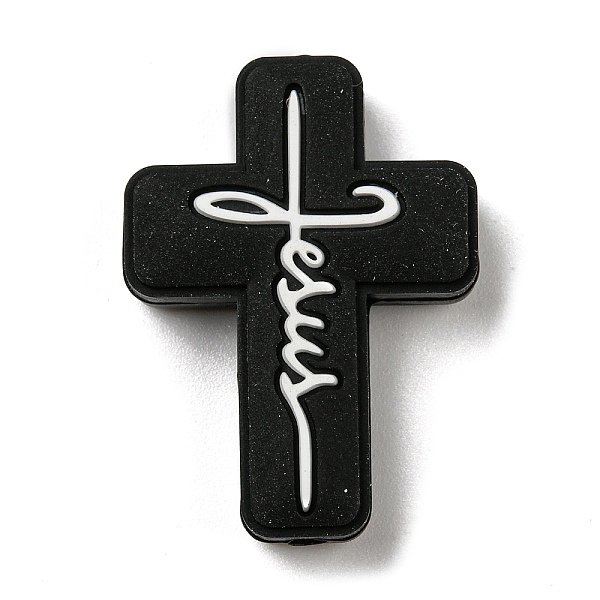 PandaHall Cross with Word Jesus Silicone Focal Beads, Chewing Beads For Teethers, DIY Nursing Necklaces Making, Black, 30x22x8mm, Hole: 2mm...
PandaHall Cross with Word Jesus Silicone Focal Beads, Chewing Beads For Teethers, DIY Nursing Necklaces Making, Black, 30x22x8mm, Hole: 2mm...