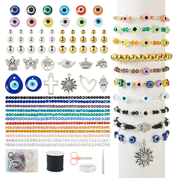PandaHall DIY Evil Eye Bracelet Making Kit, Including Resin Flat Round & Bicone Glass Beads, Heart & Flower & Cross & Butterfly Alloy..., Multicolor
PandaHall DIY Evil Eye Bracelet Making Kit, Including Resin Flat Round & Bicone Glass Beads, Heart & Flower & Cross & Butterfly Alloy..., Multicolor