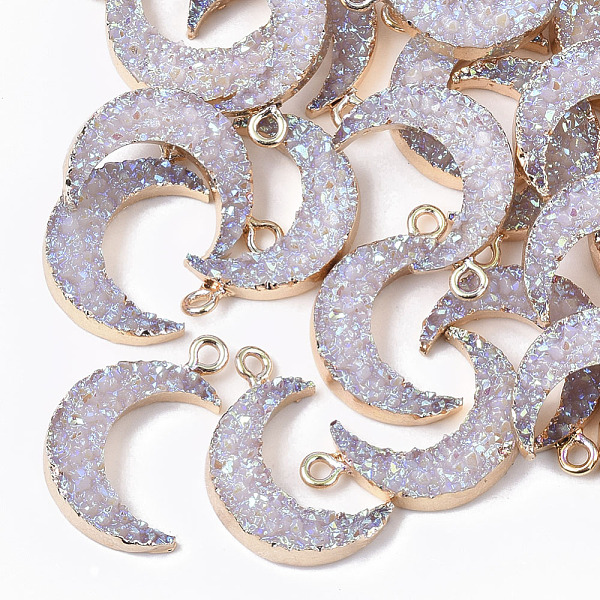 PandaHall Druzy Resin Pendants, with Edge Light Gold Plated Iron Loops, AB Color Plated, Moon, Gainsboro, 23~24x15.5x5mm, Hole: 1.8mm..., Gray
PandaHall Druzy Resin Pendants, with Edge Light Gold Plated Iron Loops, AB Color Plated, Moon, Gainsboro, 23~24x15.5x5mm, Hole: 1.8mm..., Gray