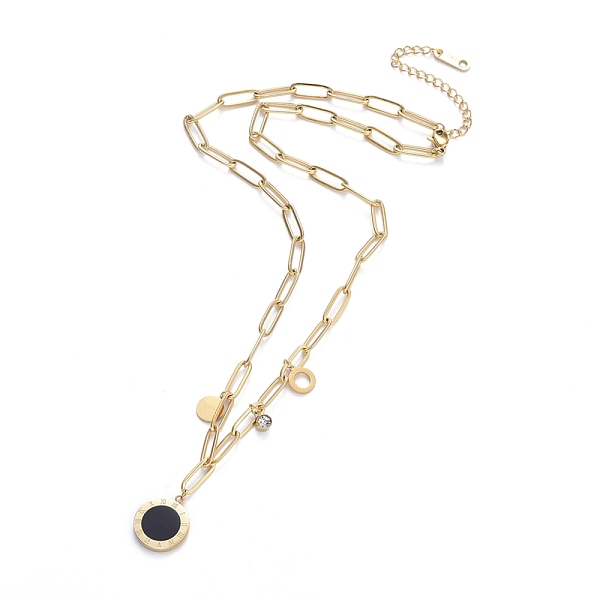 PandaHall 304 Stainless Steel Pendant Necklaces, with Paperclip Chains, Resin and Clear Cubic Zirconia, Flat Round with Roman Numerals...
PandaHall 304 Stainless Steel Pendant Necklaces, with Paperclip Chains, Resin and Clear Cubic Zirconia, Flat Round with Roman Numerals...