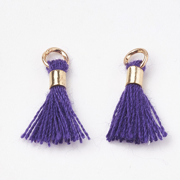 PandaHall Polycotton(Polyester Cotton) Tassel Pendant Decorations, Mini Tassel, with Brass Findings, Light Gold, Indigo, 10~15x3~4mm, Hole..., Purple
PandaHall Polycotton(Polyester Cotton) Tassel Pendant Decorations, Mini Tassel, with Brass Findings, Light Gold, Indigo, 10~15x3~4mm, Hole..., Purple
