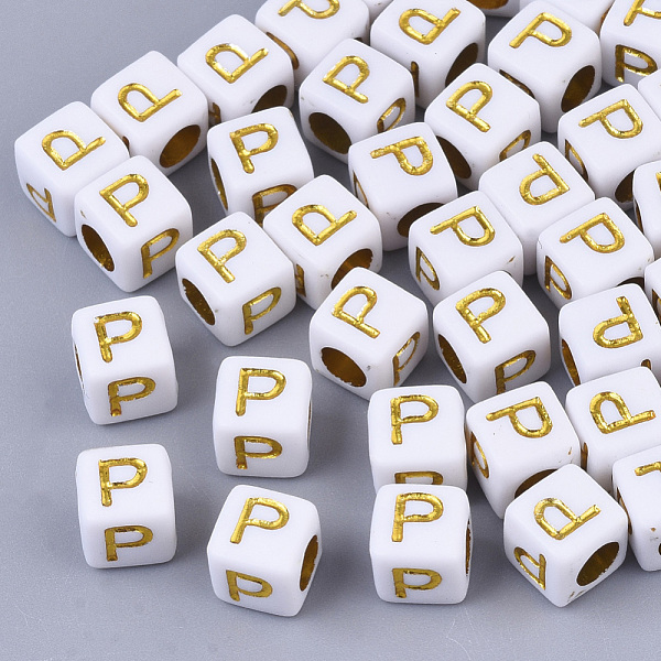 PandaHall Plating Acrylic Beads, Horizontal Hole, Golden Metal Enlaced, Alphabet Style, Cube, Letter.P, 5.5~6x5.5~6x5.5~6mm, Hole: 3.5mm..., Gold
PandaHall Plating Acrylic Beads, Horizontal Hole, Golden Metal Enlaced, Alphabet Style, Cube, Letter.P, 5.5~6x5.5~6x5.5~6mm, Hole: 3.5mm..., Gold