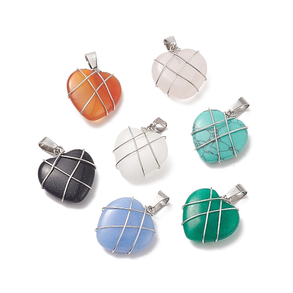 PandaHall Natural & Synthetic Mixed Gemstone Pendants, Heart Charms, with Platinum Tone Eco-Friendly Copper Wire Wrapped, Mixed Dyed and...
PandaHall Natural & Synthetic Mixed Gemstone Pendants, Heart Charms, with Platinum Tone Eco-Friendly Copper Wire Wrapped, Mixed Dyed and...