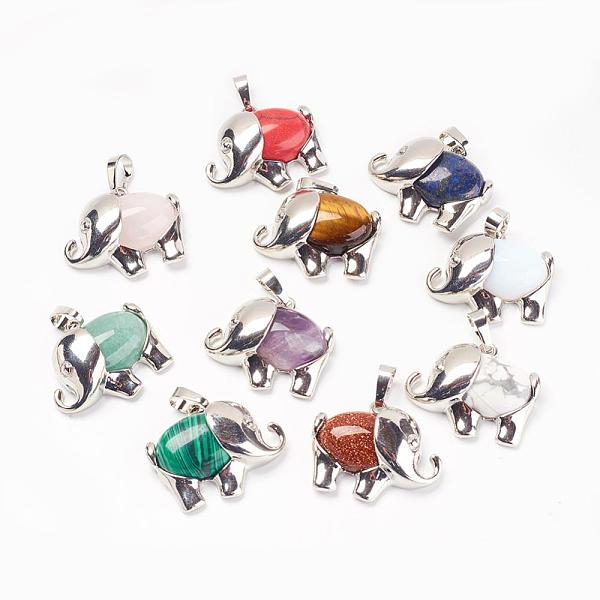 PandaHall Natural & Synthetic Mixed Stone Pendants, with Brass Findings, Elephant, Platinum, 22.5x27x8mm, Hole: 5x8mm Mixed Stone Elephant
PandaHall Natural & Synthetic Mixed Stone Pendants, with Brass Findings, Elephant, Platinum, 22.5x27x8mm, Hole: 5x8mm Mixed Stone Elephant