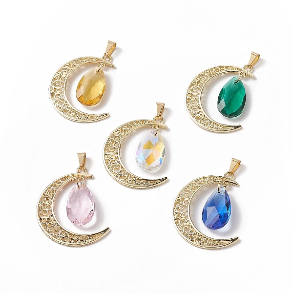 PandaHall Alloy Pendants, with Faceted Glass Teardrop, Crescent Moon Charm, Mixed Color, 40.5x35x7mm, Hole: 7x3.5mm Glass Moon Multicolor
PandaHall Alloy Pendants, with Faceted Glass Teardrop, Crescent Moon Charm, Mixed Color, 40.5x35x7mm, Hole: 7x3.5mm Glass Moon Multicolor
