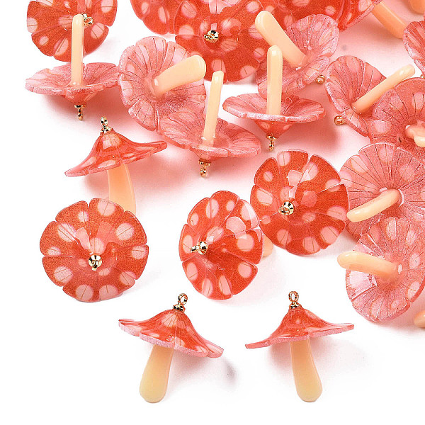 PandaHall Plastic Pendants, with Acrylic and Golden Plated Brass Loops, Mushroom, Orange Red, 23x22~23mm, Hole: 1.5mm Brass+Plastic Mushroom
PandaHall Plastic Pendants, with Acrylic and Golden Plated Brass Loops, Mushroom, Orange Red, 23x22~23mm, Hole: 1.5mm Brass+Plastic Mushroom