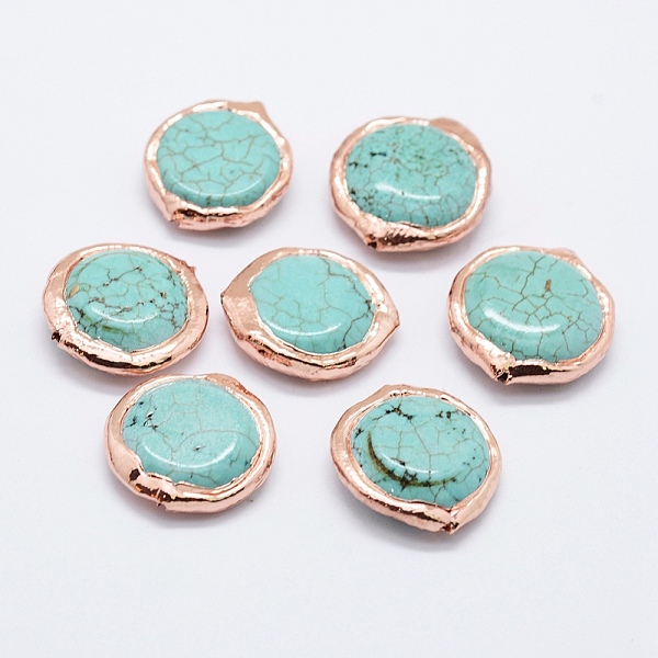 PandaHall Edge Rose Gold Plated Dyed & Heated Natural Howlite Beads, Flat Round, 22~23x19~21x6~7mm, Hole: 1mm Howlite Flat Round Green
PandaHall Edge Rose Gold Plated Dyed & Heated Natural Howlite Beads, Flat Round, 22~23x19~21x6~7mm, Hole: 1mm Howlite Flat Round Green