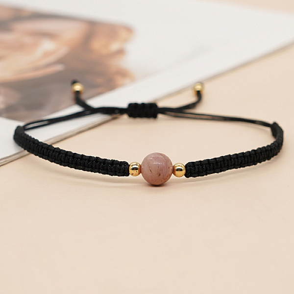 PandaHall Natural Rhodonite Round Braided Bead Bracelet, Black Adjustable Bracelet, Bead: 8mm Rhodonite
PandaHall Natural Rhodonite Round Braided Bead Bracelet, Black Adjustable Bracelet, Bead: 8mm Rhodonite