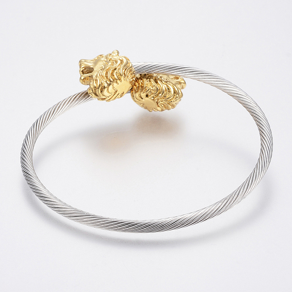 PandaHall 304 Stainless Steel Torque Bangles, Lion, Golden & Stainless Steel Color, 56mm(2-1/4 inch) 304 Stainless Steel
PandaHall 304 Stainless Steel Torque Bangles, Lion, Golden & Stainless Steel Color, 56mm(2-1/4 inch) 304 Stainless Steel