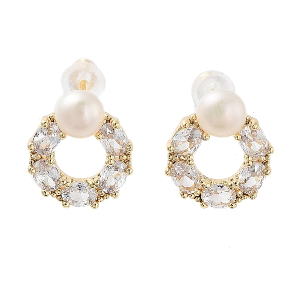 PandaHall Ring Natural Pearl Stud Earrings with Brass Micro Pave Cubic Zirconia and 925 Sterling Silver Pins, Real 14K Gold Plated...
PandaHall Ring Natural Pearl Stud Earrings with Brass Micro Pave Cubic Zirconia and 925 Sterling Silver Pins, Real 14K Gold Plated...