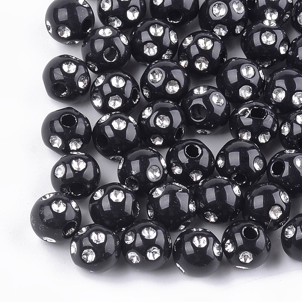 PandaHall Plating Acrylic Beads, Metal Enlaced, Round, Black, 8x7mm, Hole: 2mm, about 2000pcs/500g Acrylic Round Black
PandaHall Plating Acrylic Beads, Metal Enlaced, Round, Black, 8x7mm, Hole: 2mm, about 2000pcs/500g Acrylic Round Black