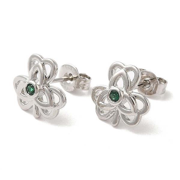 PandaHall Rack Plating Brass Clover Stud Earrings with Cubic Zirconia for Women, Lead Free & Cadmium Free, Platinum, 10.5x11mm Cubic..., Green
PandaHall Rack Plating Brass Clover Stud Earrings with Cubic Zirconia for Women, Lead Free & Cadmium Free, Platinum, 10.5x11mm Cubic..., Green