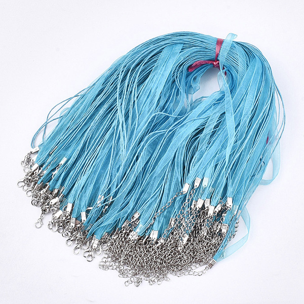 PandaHall Waxed Cord and Organza Ribbon Necklace Making, with Iron Lobster Claw Clasps, Platinum, Deep Sky Blue, 17.6 inch~17.8 inch...
PandaHall Waxed Cord and Organza Ribbon Necklace Making, with Iron Lobster Claw Clasps, Platinum, Deep Sky Blue, 17.6 inch~17.8 inch...