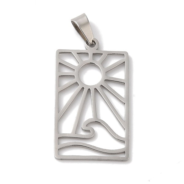PandaHall 304 Stainless Steel Pendants, Laser Cut, Rectangle with Sun & Sea Wave Charm, Stainless Steel Color, 26x15x1mm, Hole: 6x3mm 304...
PandaHall 304 Stainless Steel Pendants, Laser Cut, Rectangle with Sun & Sea Wave Charm, Stainless Steel Color, 26x15x1mm, Hole: 6x3mm 304...