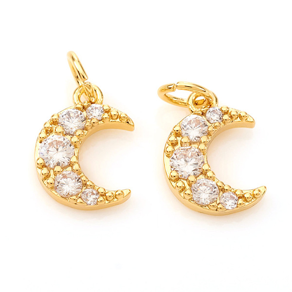 PandaHall Brass Micro Pave Cubic Zirconia Charms, with Jump Rings, Moon, Clear, Real 18K Gold Plated, 9.5x7x2mm, Jump Ring: 4x0.6mm, Hole...
PandaHall Brass Micro Pave Cubic Zirconia Charms, with Jump Rings, Moon, Clear, Real 18K Gold Plated, 9.5x7x2mm, Jump Ring: 4x0.6mm, Hole...