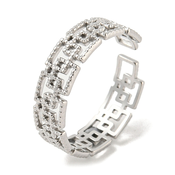 PandaHall 304 Stainless Steel Open Cuff Ring, Hollow Rectangle, Stainless Steel Color, US Size 8(18.1mm) 304 Stainless Steel Rectangle
PandaHall 304 Stainless Steel Open Cuff Ring, Hollow Rectangle, Stainless Steel Color, US Size 8(18.1mm) 304 Stainless Steel Rectangle
