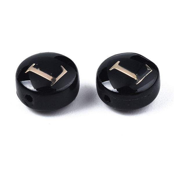 PandaHall Handmade Lampwork Beads, with Golden Plated Brass Etched Metal Embellishments, Flat Round with Alphabet, Letter.L, 8x5mm, Hole..., Black
PandaHall Handmade Lampwork Beads, with Golden Plated Brass Etched Metal Embellishments, Flat Round with Alphabet, Letter.L, 8x5mm, Hole..., Black