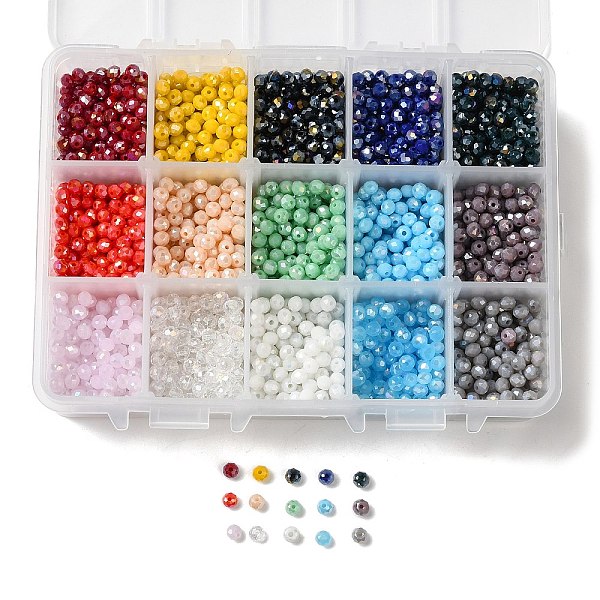 PandaHall 15 Colors Electroplate Glass Beads, Opaque Solid Color, AB Color Plated, Faceted, Rondelle, Mixed Color, 4x3mm, Hole: 0.4mm, 15..., Multicolor
PandaHall 15 Colors Electroplate Glass Beads, Opaque Solid Color, AB Color Plated, Faceted, Rondelle, Mixed Color, 4x3mm, Hole: 0.4mm, 15..., Multicolor