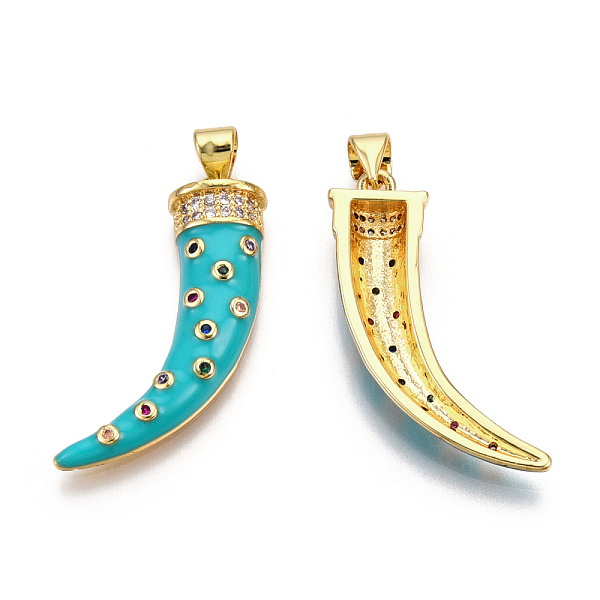 PandaHall Brass Micro Pave Cubic Zirconia Pendants, with Enamel and Brass Snap on Bails, Scabbard/Tusk, Real 18K Gold Plated, Turquoise..., Green
PandaHall Brass Micro Pave Cubic Zirconia Pendants, with Enamel and Brass Snap on Bails, Scabbard/Tusk, Real 18K Gold Plated, Turquoise..., Green