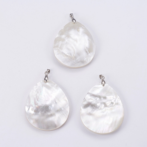 PandaHall Natural White Shell Mother of Pearl Shell Big Pendants, with Platinum Tone Brass Bail, teardrop, 59x40x6~8mm, Hole: 4x5.5mm White...
PandaHall Natural White Shell Mother of Pearl Shell Big Pendants, with Platinum Tone Brass Bail, teardrop, 59x40x6~8mm, Hole: 4x5.5mm White...