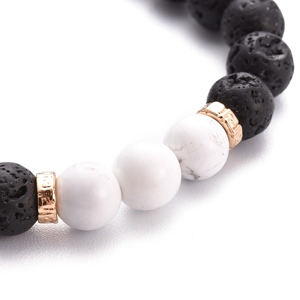 PandaHall Stretch Bracelets, with Round Natural Lava Rock & Howlite Beads, Alloy Spacer Beads, 7-1/2~7-5/8 inch(19~19.5cm) Mixed Stone
PandaHall Stretch Bracelets, with Round Natural Lava Rock & Howlite Beads, Alloy Spacer Beads, 7-1/2~7-5/8 inch(19~19.5cm) Mixed Stone