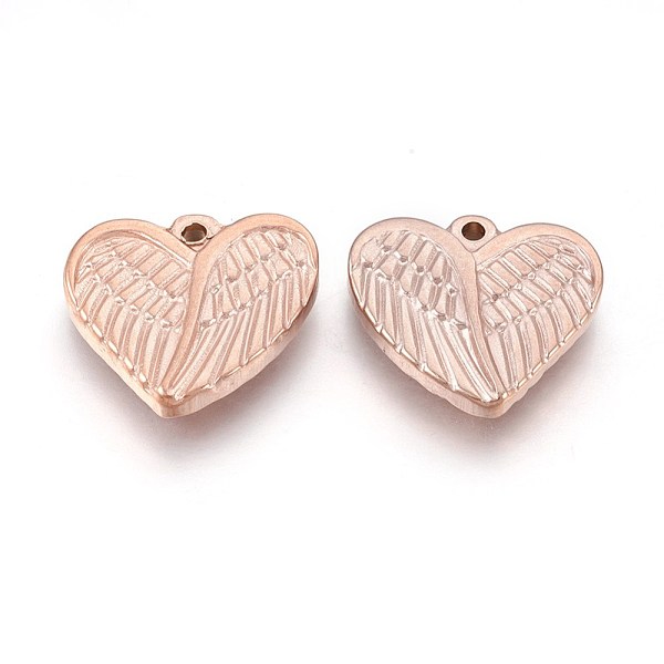 PandaHall 304 Stainless Steel Pendants, Heart with Wing, Rose Gold, 16x18x3.5mm, Hole: 1.5mm 304 Stainless Steel Heart
PandaHall 304 Stainless Steel Pendants, Heart with Wing, Rose Gold, 16x18x3.5mm, Hole: 1.5mm 304 Stainless Steel Heart