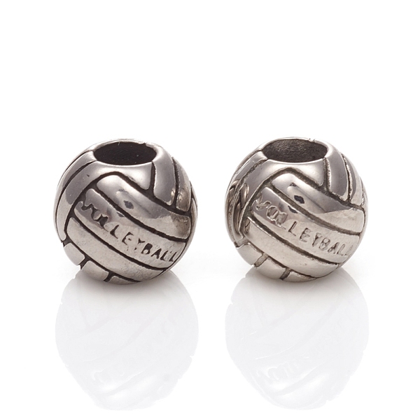 PandaHall 304 Stainless Steel European Beads, Sports Beads, Large Hole Beads, Volleyball with Word VOLLEYBALL, Antique Silver, 11x10mm, Hole...
PandaHall 304 Stainless Steel European Beads, Sports Beads, Large Hole Beads, Volleyball with Word VOLLEYBALL, Antique Silver, 11x10mm, Hole...