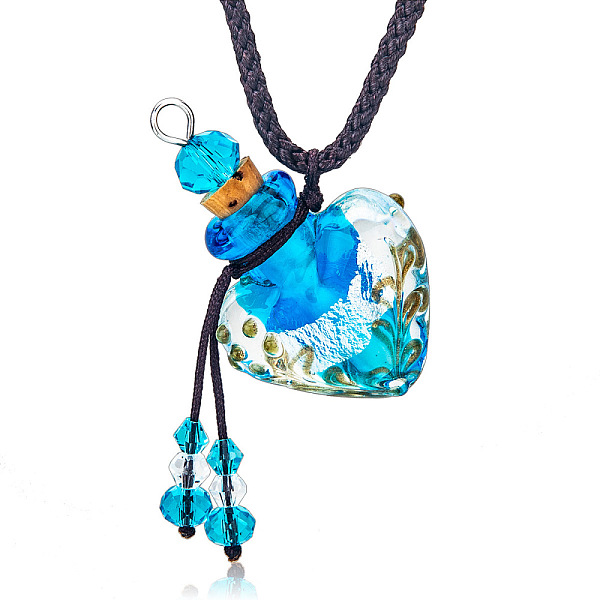 PandaHall Baroque Style Heart Handmade Lampwork Perfume Essence Bottle Pendant Necklace, Adjustable Braided Cord Necklace, Sweater Necklace...
PandaHall Baroque Style Heart Handmade Lampwork Perfume Essence Bottle Pendant Necklace, Adjustable Braided Cord Necklace, Sweater Necklace...