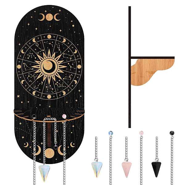 PandaHall CRASPIRE Hanging Wooden Crystal Display Shelf, with Natural Rose Quartz & Opalite & Synthetic Blue Goldstone Hexagonal Pointed..., Black
PandaHall CRASPIRE Hanging Wooden Crystal Display Shelf, with Natural Rose Quartz & Opalite & Synthetic Blue Goldstone Hexagonal Pointed..., Black