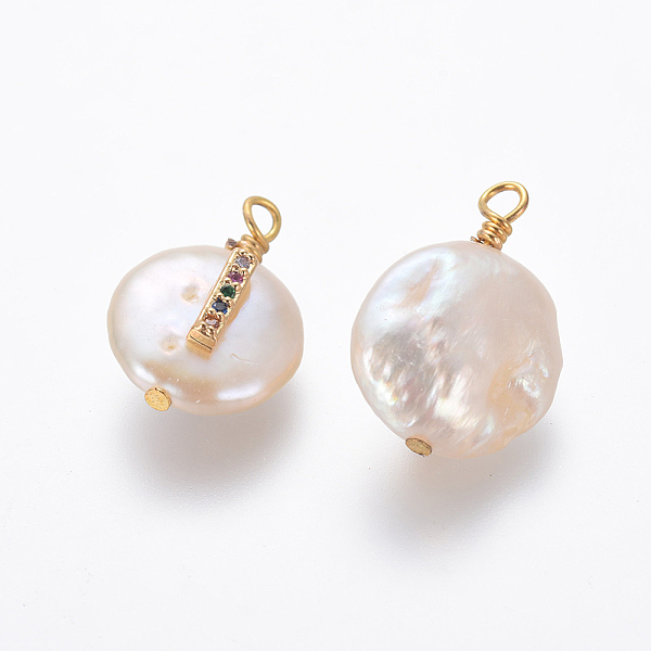 PandaHall Natural Cultured Freshwater Pearl Pendants, with Brass Micro Pave Cubic Zirconia Findings, Flat Round with Letter, Colorful...
PandaHall Natural Cultured Freshwater Pearl Pendants, with Brass Micro Pave Cubic Zirconia Findings, Flat Round with Letter, Colorful...