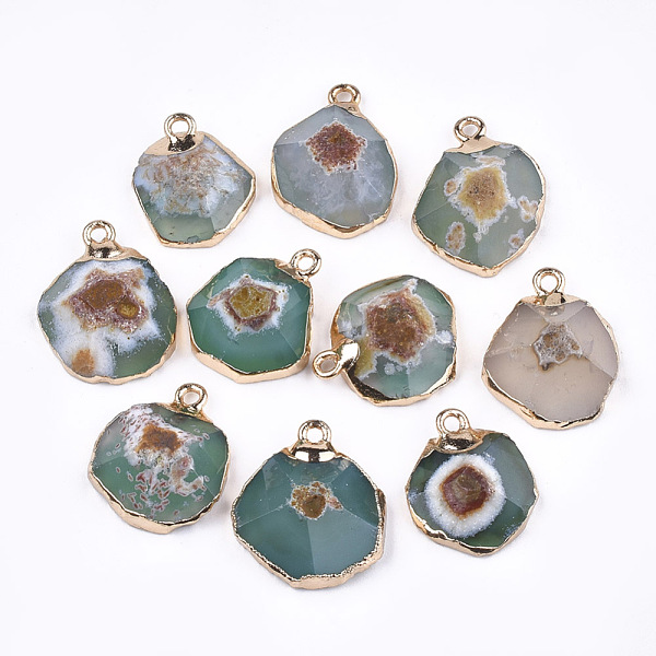 PandaHall Electroplate Natural Agate Pendants, with Brass Findings, Faceted, Dyed, Golden, Aqua, 17~22x14~18x5~10mm, Hole: 1.8mm Natural..., Cyan
PandaHall Electroplate Natural Agate Pendants, with Brass Findings, Faceted, Dyed, Golden, Aqua, 17~22x14~18x5~10mm, Hole: 1.8mm Natural..., Cyan