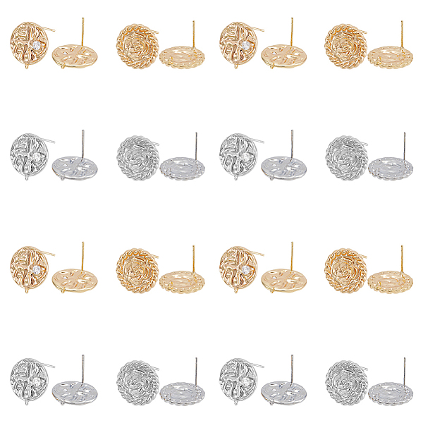 PandaHall DICOSMETIC 8Pcs 4 Style Flat Round with Flower Brass Micro Pave Clear Cubic Zirconia Stud Earrings Findings, with Vertical Loops...
PandaHall DICOSMETIC 8Pcs 4 Style Flat Round with Flower Brass Micro Pave Clear Cubic Zirconia Stud Earrings Findings, with Vertical Loops...