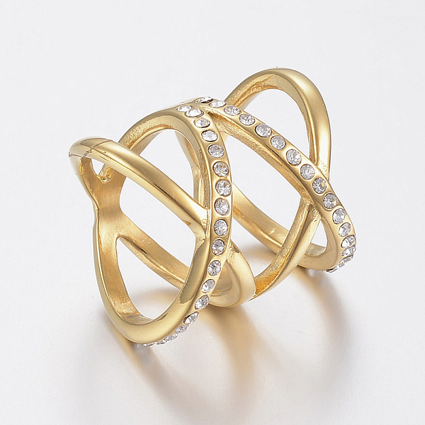 PandaHall Ion Plating(IP) 304 Stainless Steel Rhinestone Finger Rings, Wide Band Rings, Hollow, Golden, Size 9, 19mm Stainless..., Clear
PandaHall Ion Plating(IP) 304 Stainless Steel Rhinestone Finger Rings, Wide Band Rings, Hollow, Golden, Size 9, 19mm Stainless..., Clear