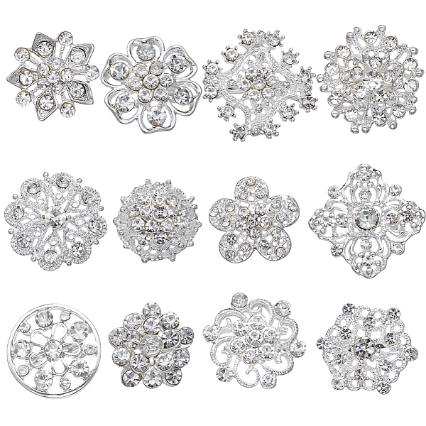 PandaHall Gorgecraft 12Pcs 12 Style Crystal Rhinestone Flower Brooch Pins, Alloy Badges for Women, Silver, 20~28x20~28x3.5~8mm, 1Pc/style..., Clear
PandaHall Gorgecraft 12Pcs 12 Style Crystal Rhinestone Flower Brooch Pins, Alloy Badges for Women, Silver, 20~28x20~28x3.5~8mm, 1Pc/style..., Clear