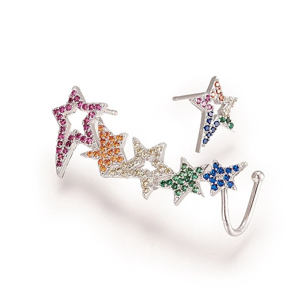 PandaHall Brass Cubic Zirconia Ear Studs, Crawler Earrings/Climber Earrings, Star, Platinum, 11.5x10.5x2mm, Pin:0.8mm, 41.5x17x2mm, Pin...
PandaHall Brass Cubic Zirconia Ear Studs, Crawler Earrings/Climber Earrings, Star, Platinum, 11.5x10.5x2mm, Pin:0.8mm, 41.5x17x2mm, Pin...