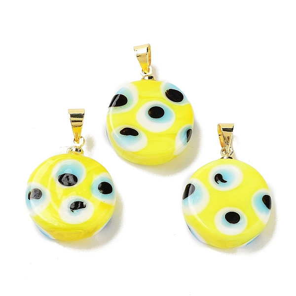 PandaHall Handmade Evil Eye Lampwork Pendants, with Rack Plating Brass Findings, Long-Lasting Plated, Lead Free & Cadmium Free, Flat Round..., Yellow
PandaHall Handmade Evil Eye Lampwork Pendants, with Rack Plating Brass Findings, Long-Lasting Plated, Lead Free & Cadmium Free, Flat Round..., Yellow