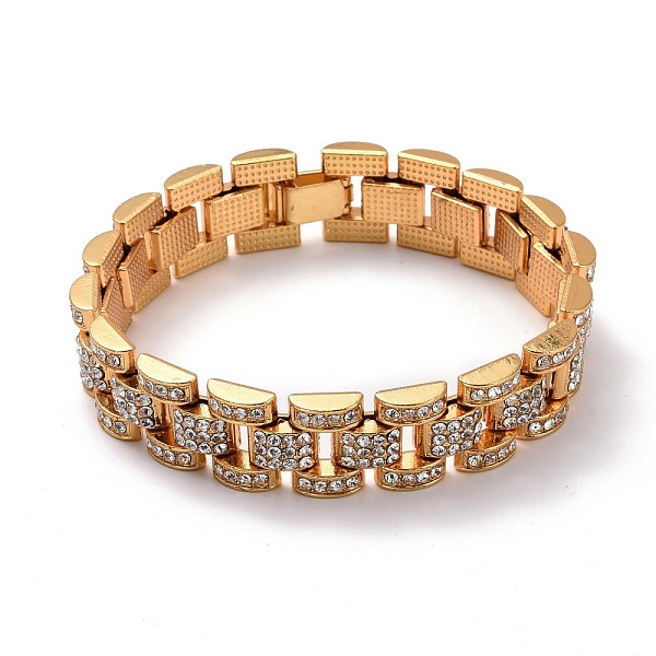 PandaHall Men's Crystal Rhinestone Solid Link Chain Bracelet, Hip Hop Alloy Glass Rhinestone Chain Bracelet, Golden, 8-3/4 inch(22.3cm)...
PandaHall Men's Crystal Rhinestone Solid Link Chain Bracelet, Hip Hop Alloy Glass Rhinestone Chain Bracelet, Golden, 8-3/4 inch(22.3cm)...