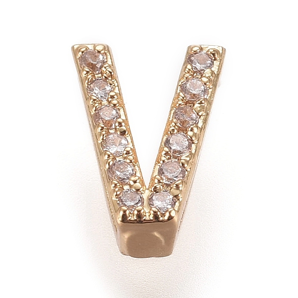 PandaHall Golden Plated Brass Micro Pave Cubic Zirconia Slide Charms, Letter, Clear, Letter.V, 7~7.5x1.5~6.5x3mm, Hole: 6x1mm Brass+Cubic...
PandaHall Golden Plated Brass Micro Pave Cubic Zirconia Slide Charms, Letter, Clear, Letter.V, 7~7.5x1.5~6.5x3mm, Hole: 6x1mm Brass+Cubic...