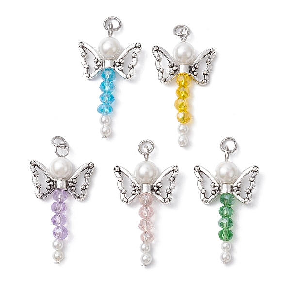PandaHall Glass & Shell Pearl Bead Pendants, with Tibetan Style Butterfly Alloy Beads, 304 Stainless Steel Jump Rings, Angle Charms, Mixed..., Multicolor
PandaHall Glass & Shell Pearl Bead Pendants, with Tibetan Style Butterfly Alloy Beads, 304 Stainless Steel Jump Rings, Angle Charms, Mixed..., Multicolor