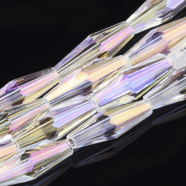 PandaHall Electroplated Glass Beads Strands, AB Color Plated, Faceted, Oval, Clear AB, 12.5x4mm, Hole: 0.8mm, about 60pcs/strand, 28.74 inch..., White
PandaHall Electroplated Glass Beads Strands, AB Color Plated, Faceted, Oval, Clear AB, 12.5x4mm, Hole: 0.8mm, about 60pcs/strand, 28.74 inch..., White