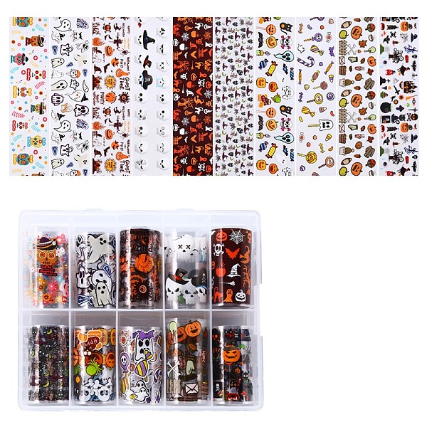 PandaHall 10 Styles Nail Art Transfer Stickers Decals, DIY Nail Tips Decoration for Women, Halloween Themed Pattern, 4cm Paper Multicolor
PandaHall 10 Styles Nail Art Transfer Stickers Decals, DIY Nail Tips Decoration for Women, Halloween Themed Pattern, 4cm Paper Multicolor