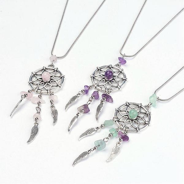 PandaHall Alloy Pendant Necklaces, with Natural Mixed Stone Beads and Brass Chain, Woven Net/Web with Feather, 15.8 inch(40.3cm) Mixed Stone..., Multicolor
PandaHall Alloy Pendant Necklaces, with Natural Mixed Stone Beads and Brass Chain, Woven Net/Web with Feather, 15.8 inch(40.3cm) Mixed Stone..., Multicolor