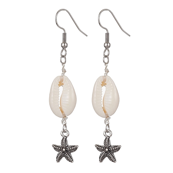 PandaHall Natural Shell Dangle Earrings, Tibetan Style Alloy Long Drop Earrings with 304 Stainless Steel Pins, Starfish, 66x12mm Shell...
PandaHall Natural Shell Dangle Earrings, Tibetan Style Alloy Long Drop Earrings with 304 Stainless Steel Pins, Starfish, 66x12mm Shell...