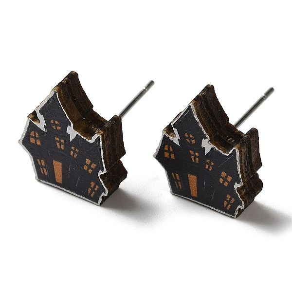 PandaHall Wood Stud Earrings, with 316 Surgical Stainless Steel Pin, Halloween Theme, Black, House, 15x12mm Wood House Black
PandaHall Wood Stud Earrings, with 316 Surgical Stainless Steel Pin, Halloween Theme, Black, House, 15x12mm Wood House Black