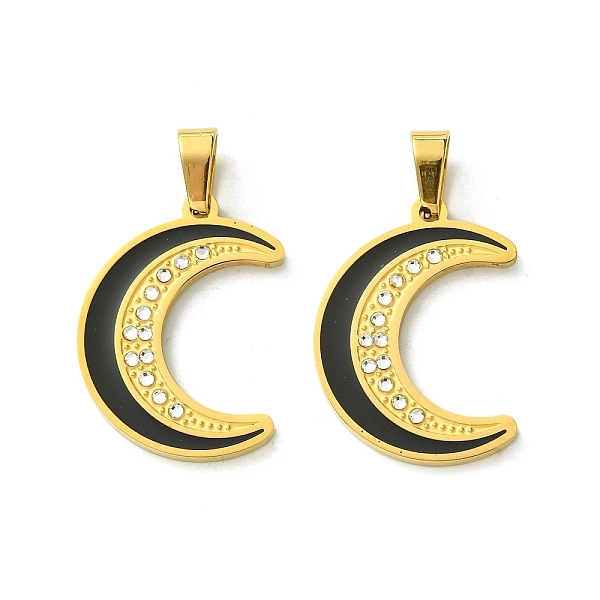 PandaHall Ion Plating(IP) 304 Stainless Steel Pendants, with Enamel and Rhinestone, Real 18K Gold Plated, Moon Charm, Black, 27x20x2mm, Hole...
PandaHall Ion Plating(IP) 304 Stainless Steel Pendants, with Enamel and Rhinestone, Real 18K Gold Plated, Moon Charm, Black, 27x20x2mm, Hole...