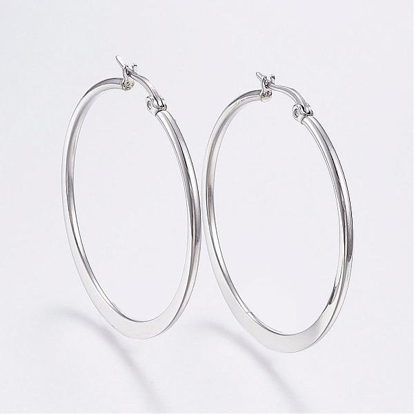 PandaHall 304 Stainless Steel Big Hoop Earrings, Hypoallergenic Earrings, Flat Ring Shape, Stainless Steel Color, 39~41mm, Pin: 0.7x1mm 304...
PandaHall 304 Stainless Steel Big Hoop Earrings, Hypoallergenic Earrings, Flat Ring Shape, Stainless Steel Color, 39~41mm, Pin: 0.7x1mm 304...