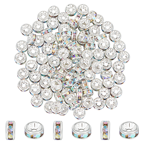 PandaHall Unicraftale 100Pcs Brass Grade A Rhinestone Flat Round Spacer Beads, Silver Color Plated, Nickel Free, Crystal AB, 4x2mm, Hole..., Clear
PandaHall Unicraftale 100Pcs Brass Grade A Rhinestone Flat Round Spacer Beads, Silver Color Plated, Nickel Free, Crystal AB, 4x2mm, Hole..., Clear