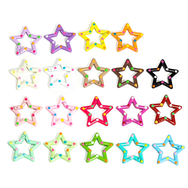 PandaHall Spray Painted Alloy Spring Gate Ring, Polka Dot Pattern, Star, Random Color, 30x31.5x3.3mm Alloy Multicolor
PandaHall Spray Painted Alloy Spring Gate Ring, Polka Dot Pattern, Star, Random Color, 30x31.5x3.3mm Alloy Multicolor