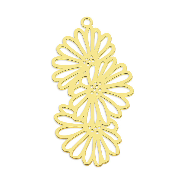PandaHall 201 Stainless Steel Pendants, Laser Cut, Vacuum Plating, Flower, Golden, 37x19x1mm, Hole: 1.6mm 201 Stainless Steel Flower
PandaHall 201 Stainless Steel Pendants, Laser Cut, Vacuum Plating, Flower, Golden, 37x19x1mm, Hole: 1.6mm 201 Stainless Steel Flower